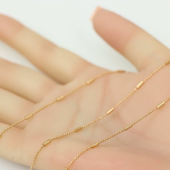 "Rose Gold Plated Beaded Necklace with Adjustable Chain, XPNL0200 - Picture 4 of 13